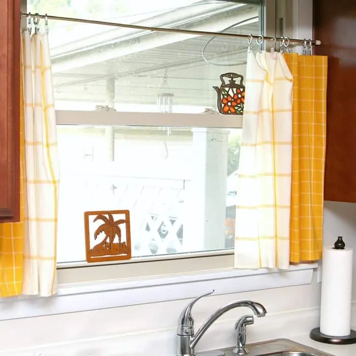 kitchen curtains made from dishtowels
