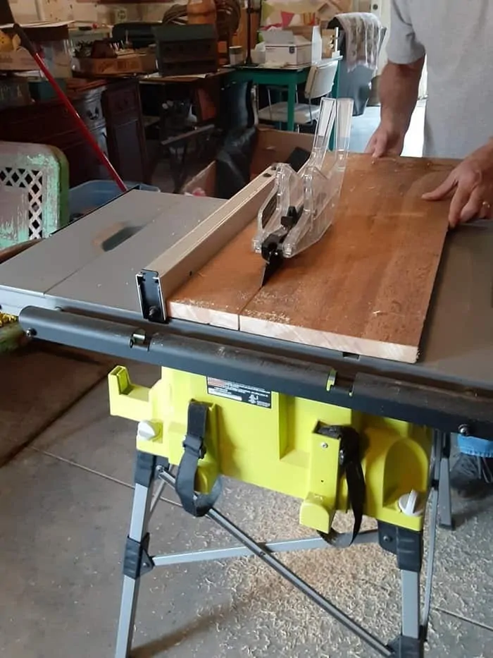using a table saw to cut reclaimed wood
