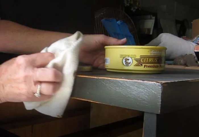 waxing distressed furniture with Howard's Wax