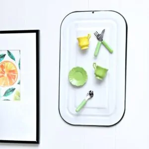 how to make an enamelware magnet board with miniature tea cup magnets