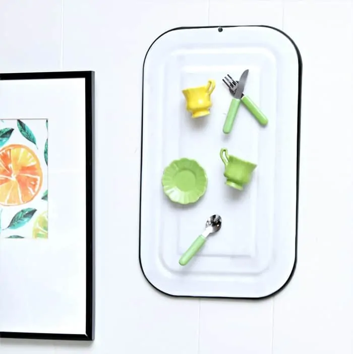 how to make an enamelware magnet board with miniature tea cup magnets