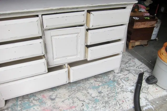 bedroom furniture painted off-white and distressed 