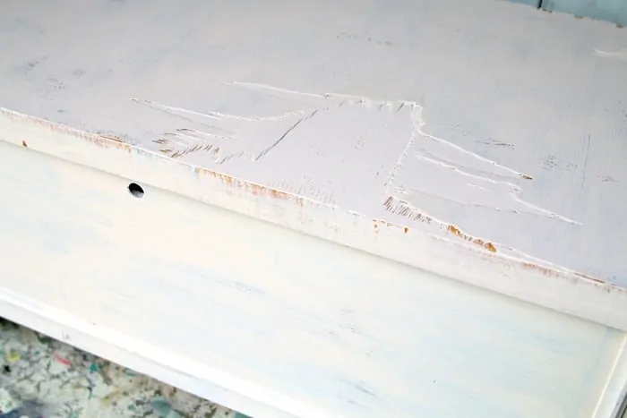 how to paint furniture with missing veneer