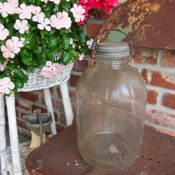 vintage gallon jar with metal Ball lid