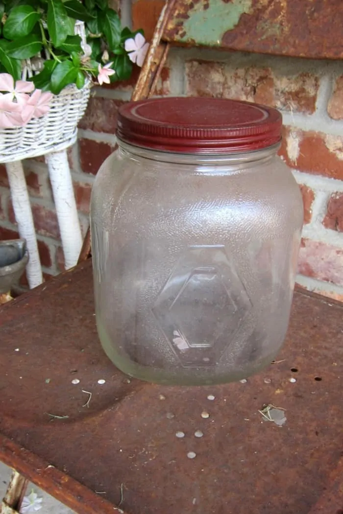vintage red lid Hoosier jar