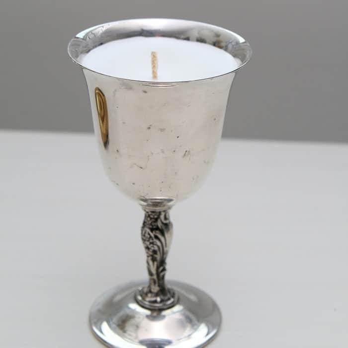 DIY silverplate goblet candle