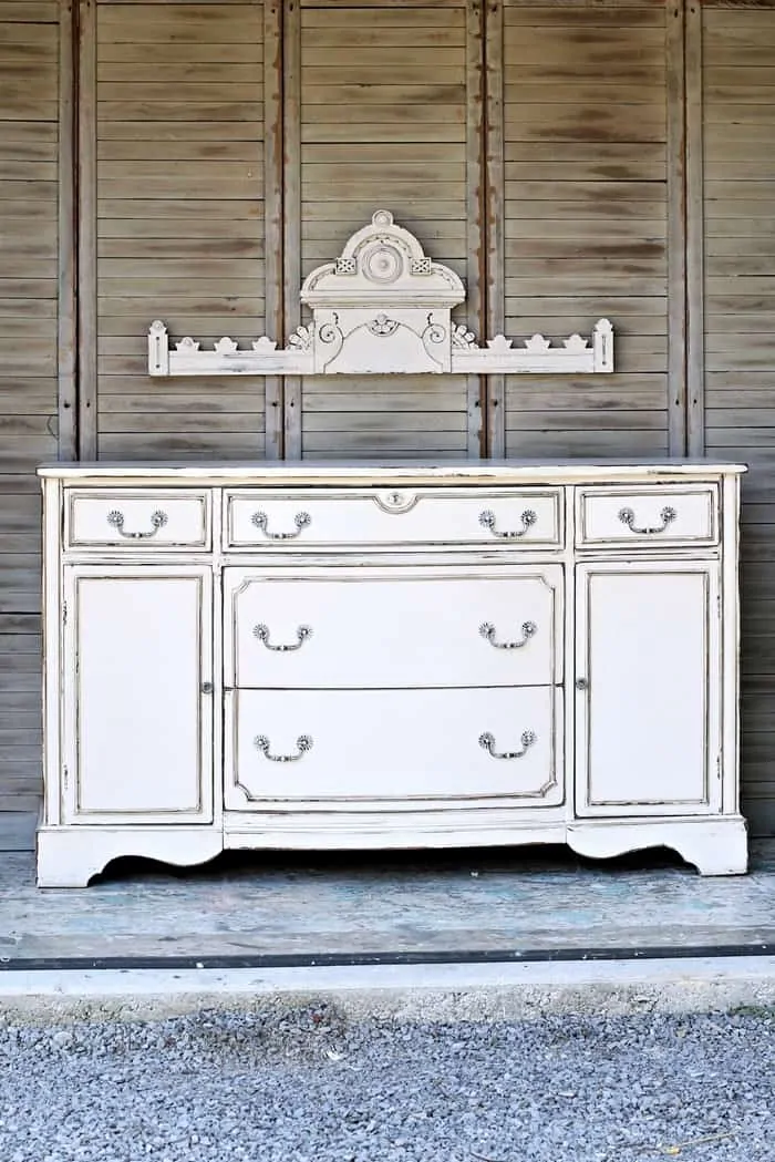 Distressed antique white furniture