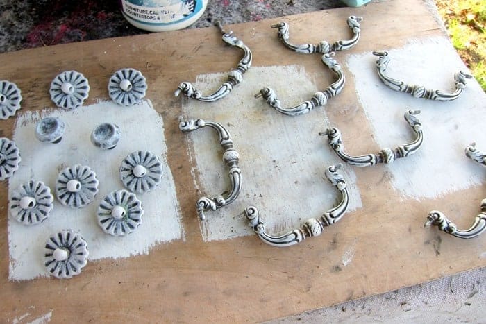 dry brush furniture hardware white