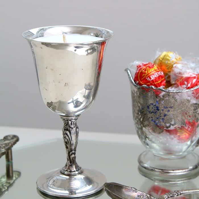 how to make a silverplate goblet candle