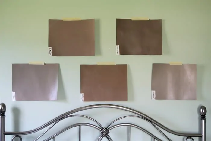 make paint sample boards and tape them to the wall when selecting paint colors