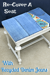 how to recover a seat with recycled denim jeans