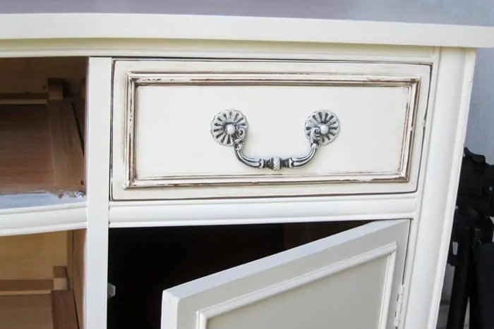 sideboard drawer painted and antiqued