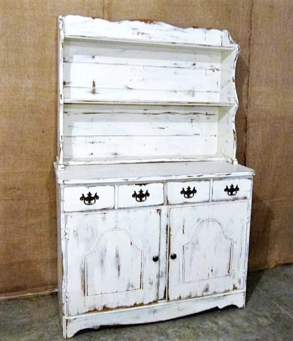 farmhouse style hutch painted white