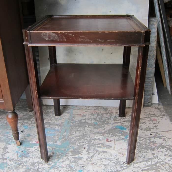 vintage leather top table with shelf