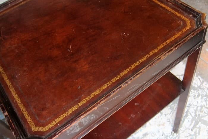 vintage leather top table