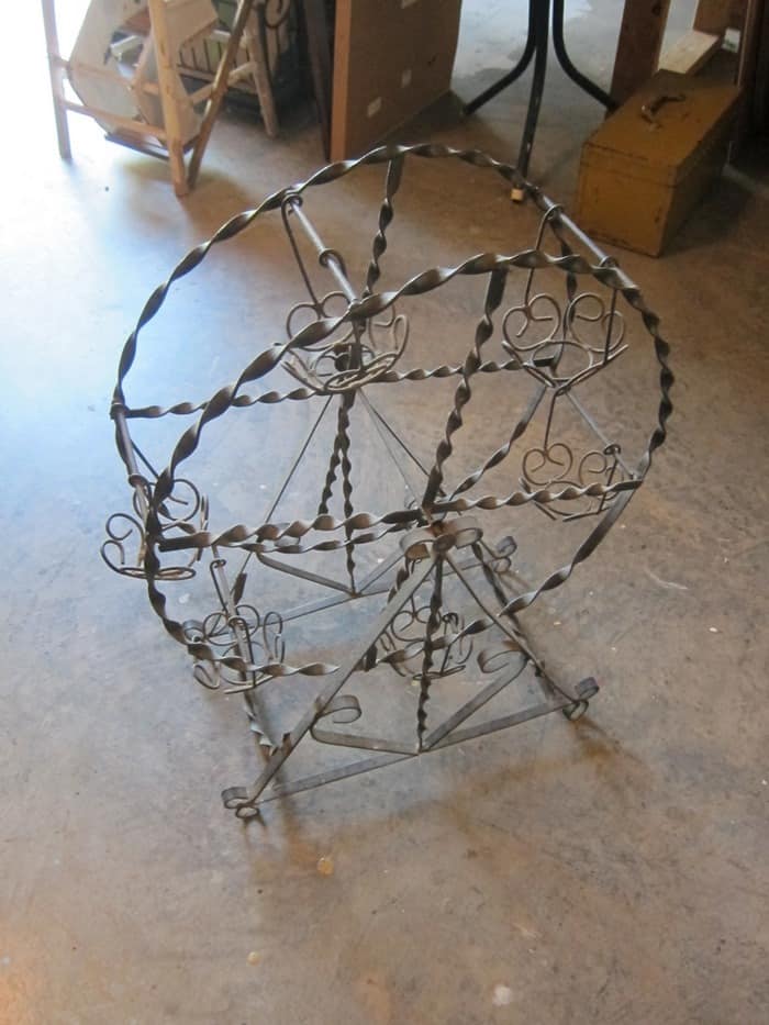 wrought iron Ferris Wheel planter