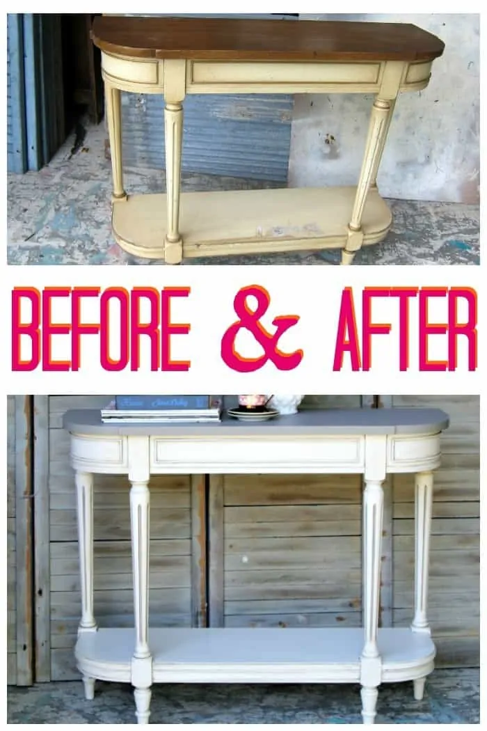 Before and after two color furniture makeover