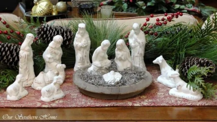 Our Southern Home Painted Nativity Scene, 150 Simple DIY Christmas Decorating Ideas
