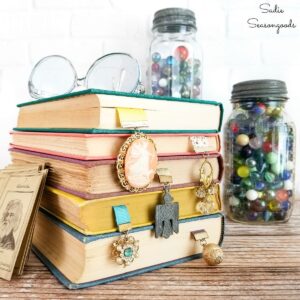 repurposed old jewelry into bookmarks, gift idea