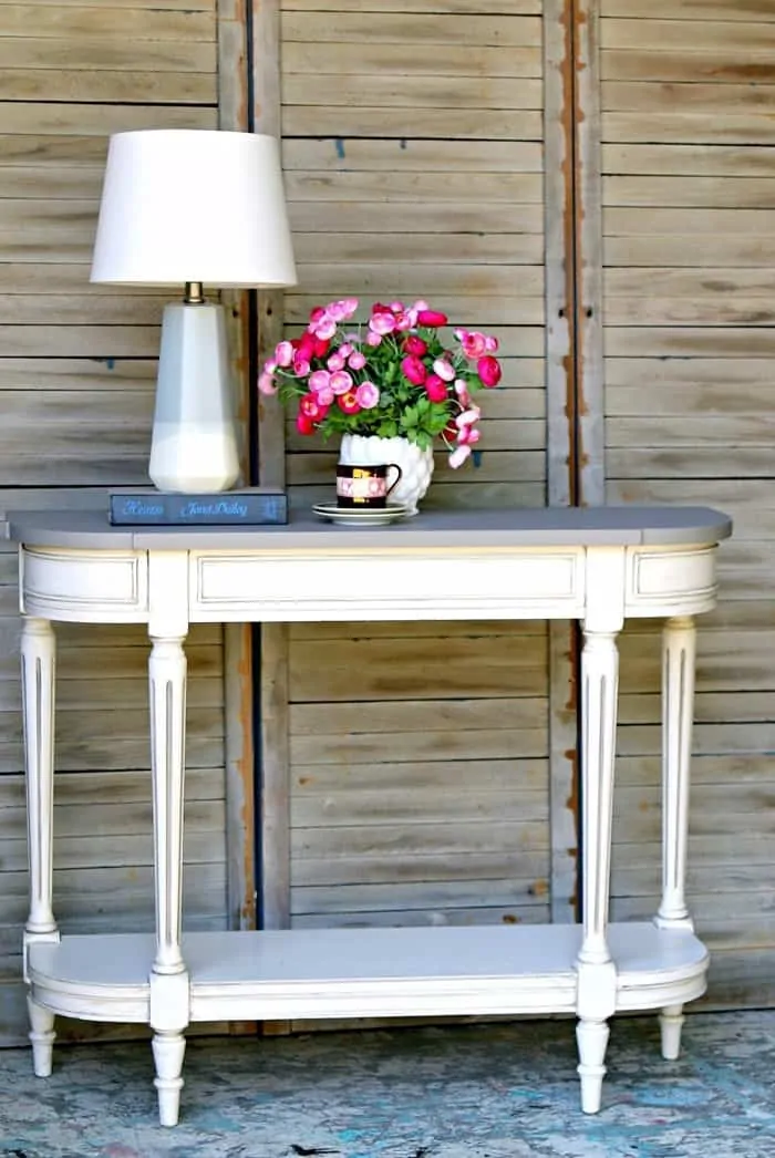 two color furniture paint project foyer table