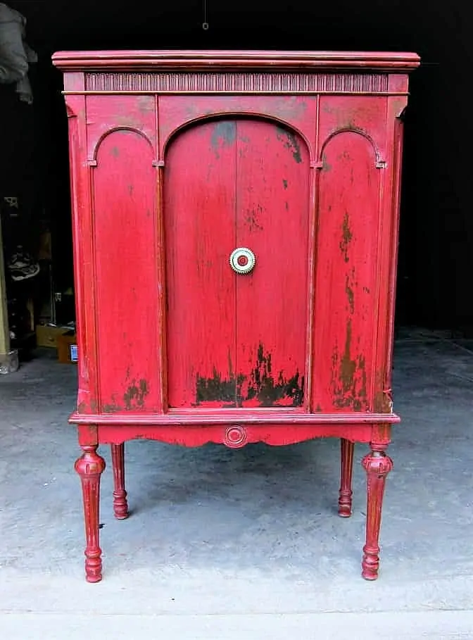 vintage furniture painted red with Miss Mustard Seed's Milk Paint
