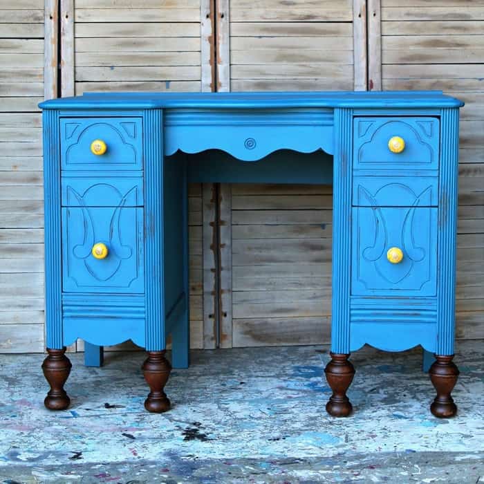 vintage vanity makeover how to cover furniture scratches and wet distress paint