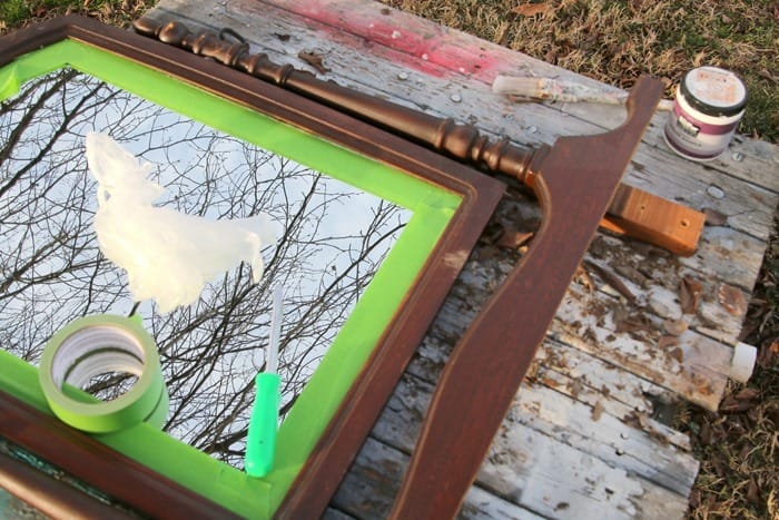 Painters tape on a mirror