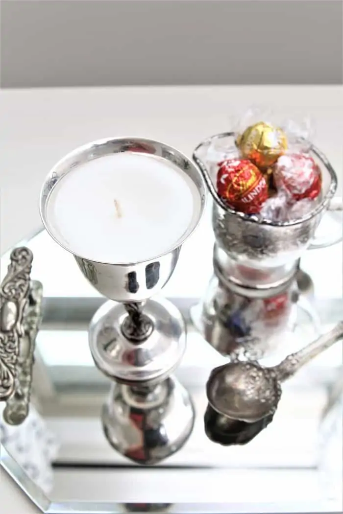 how to make a candle using recycled silver plate dishes