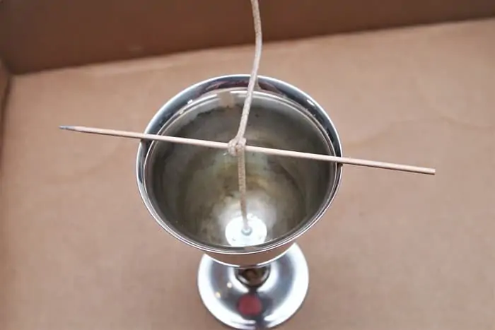 how to set up a candle wick for making a candle