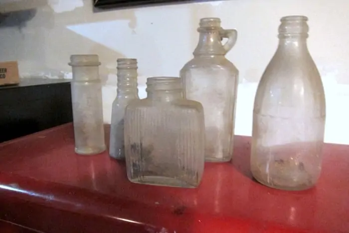 vintage clear glass bottles