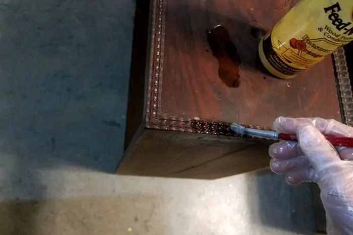 how to refresh the furniture finish on antique dresser using Howards feed n wax