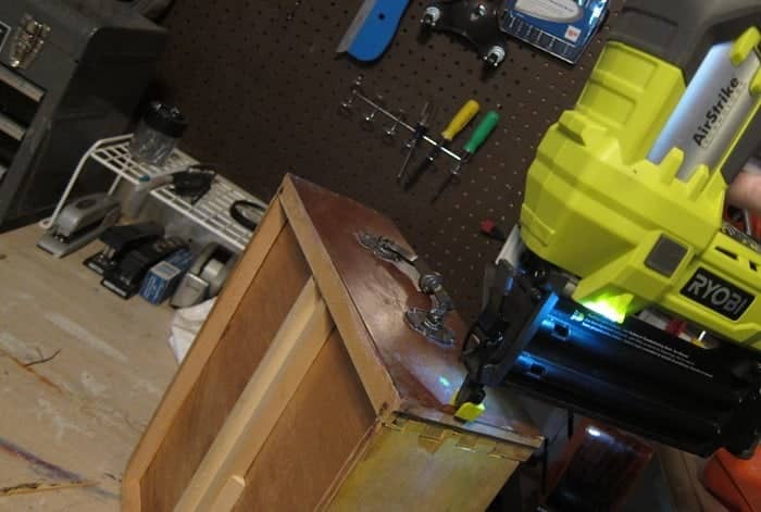 nailing a furniture drawer together