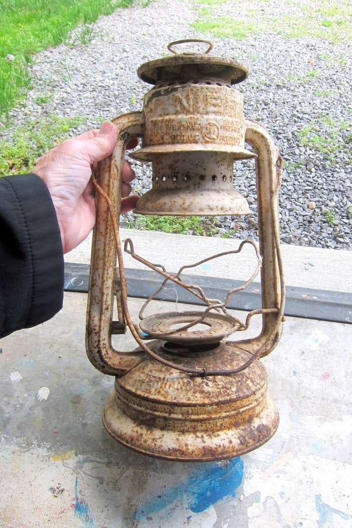 rusty old lantern for DIY project