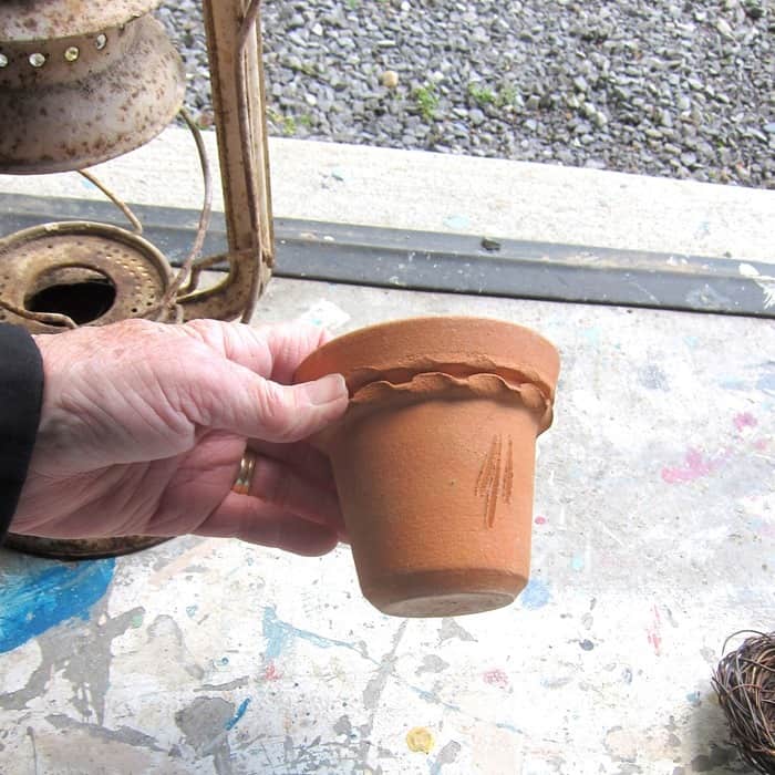 terra cotta pot for DIY bird nest project