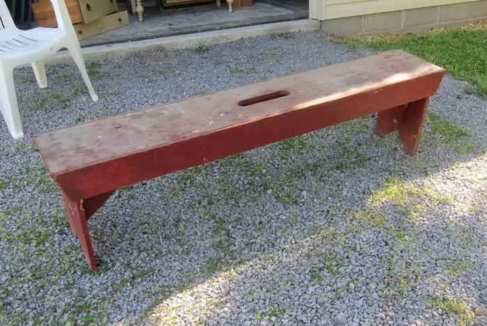 handmade bench bought at auction