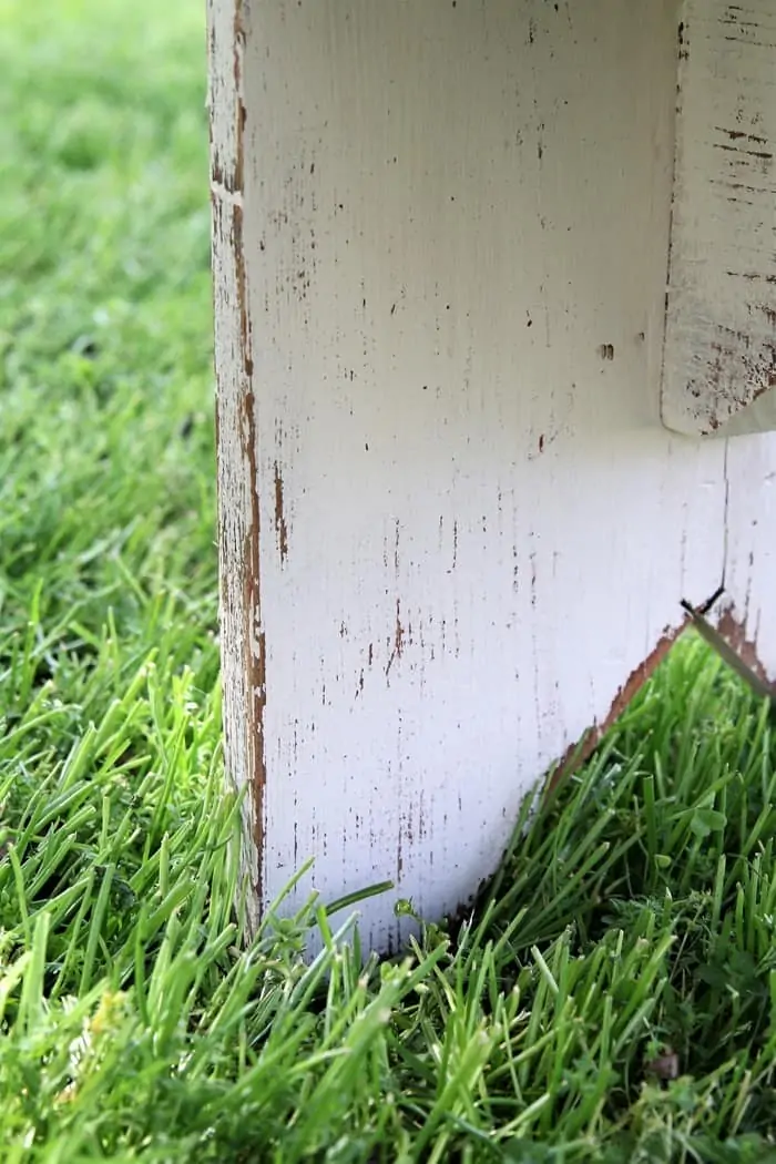 rustic bench painted white and distressed (12)