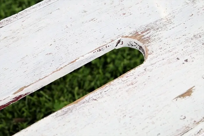 rustic bench painted white and distressed (9)