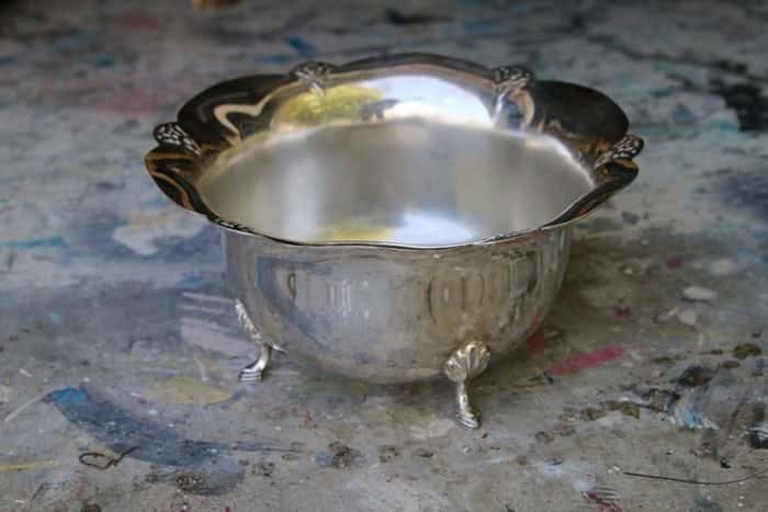 silver plate bowl to recycle upcycle into succulent planter