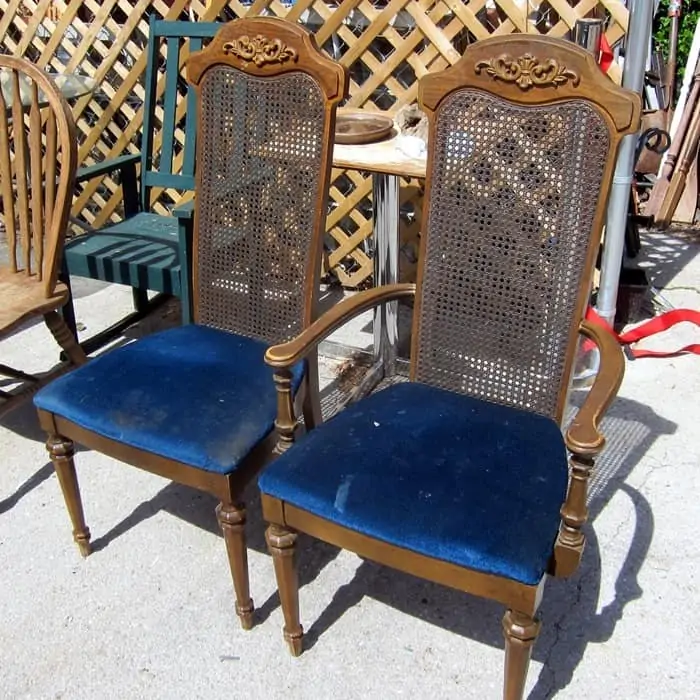 vintage chairs with fabric seats for painting and recovering