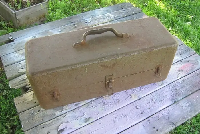 old tool box or tackle box for repurpose project