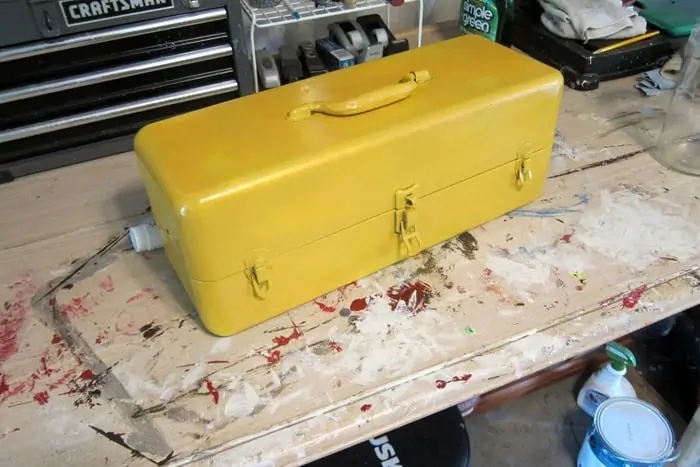 spray painted tool box or tackle box