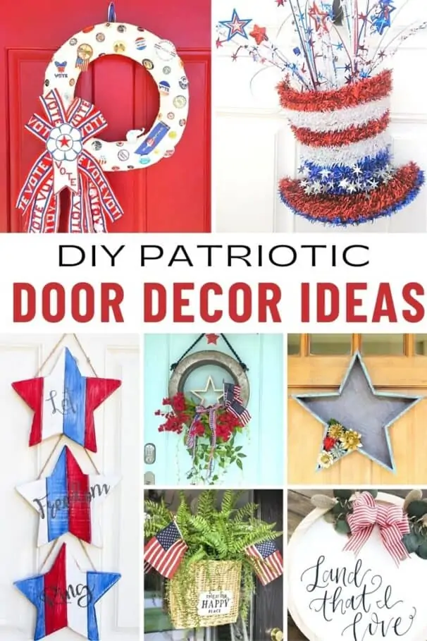 red white and blue door decor