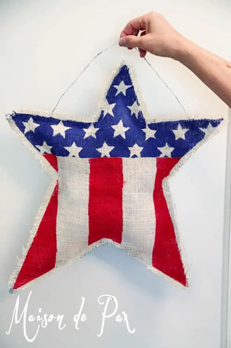 burlap star flag shara