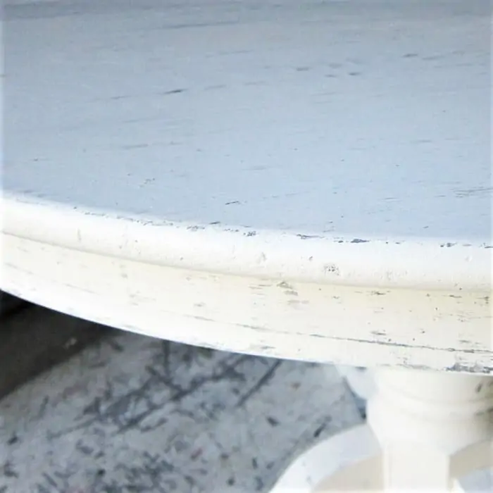 how to faux distress white paint with a layering block and dark paint