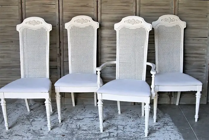 painted cane back chairs