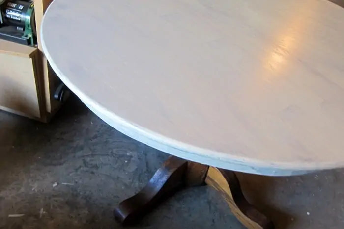 one coat of paint on oak table