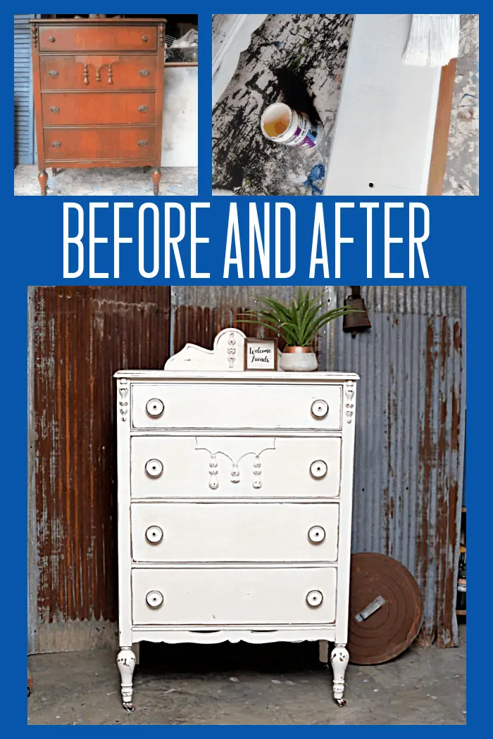 How to paint vintage furniture white and distress the paint
