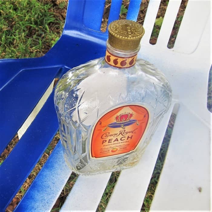 crown royal bottle to recycle with spray paint