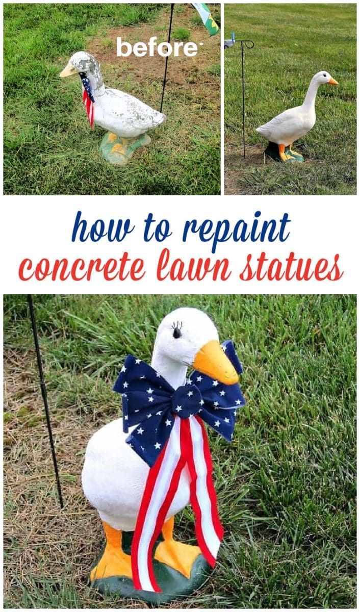 how to repaint concrete lawn statues 1