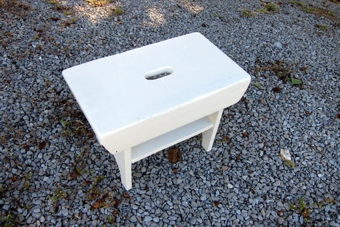 stool with two coats of white paint